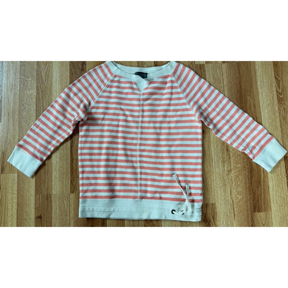 Lauren Jeans Co Ralph Lauren XS Pink Striped Terry Sweatshirt Drawstring Y2K